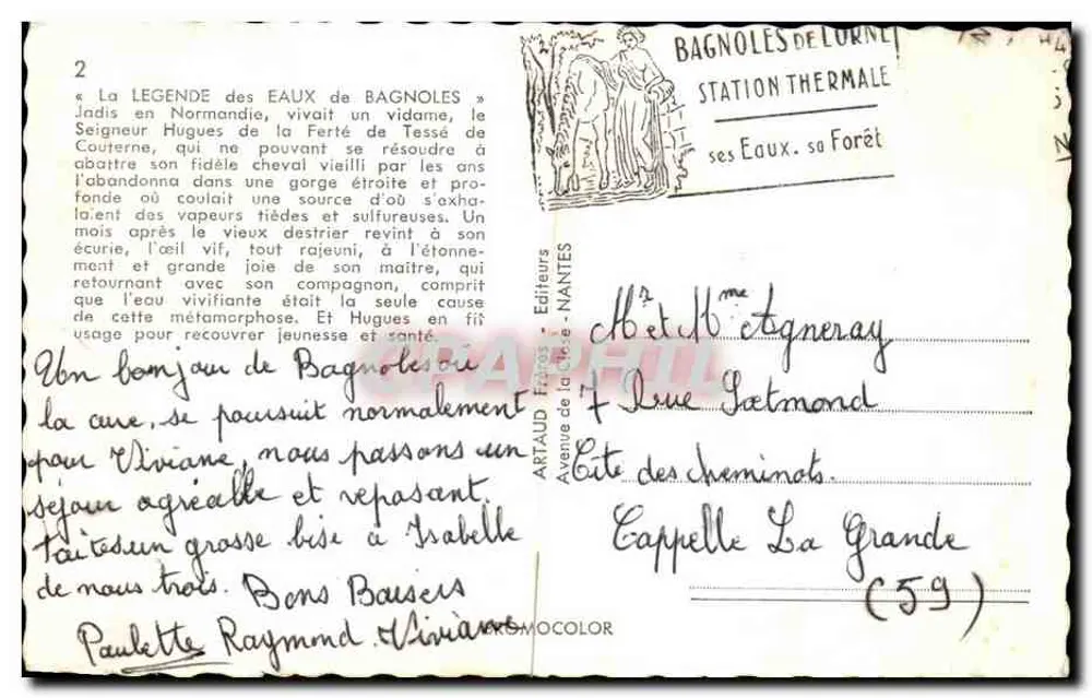 Bagnoles-de-l'Orne — A Lenda das Águas — Editores ARTAUD de Nantes - Verso