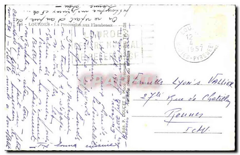 Lourdes — Processão com tochas — Edit. P. Doucet - Verso