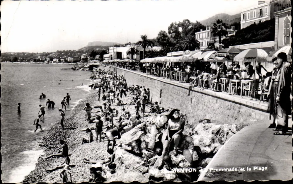 Menton — Promenade e a Praia — Ed. S.I.C.A., Nice - Frente