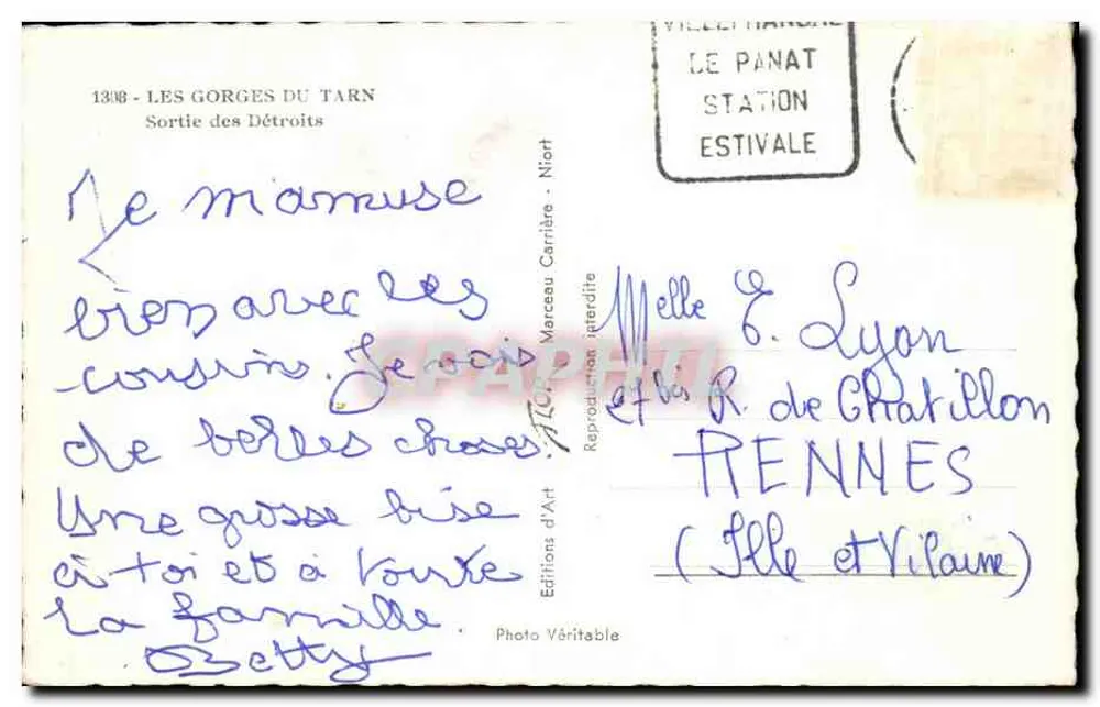 As Gorges do Tarn — Saída dos Détroits — Éditions d'Art Véritable - Verso