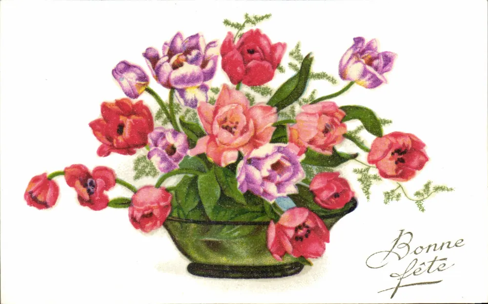 Blumenstrauß Tulpen — Frohe Geburtstagsgrüße — Fleur GIL - Vorderseite