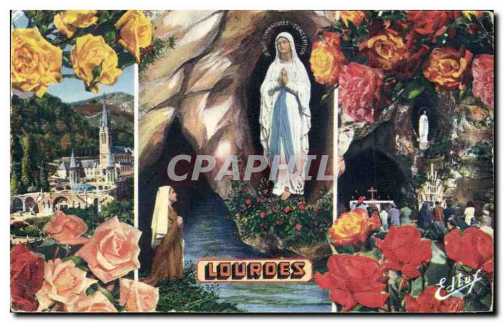 Lourdes — Apparition de la Vierge Marie dans la grotte — Édition P. Doucet, n° 108 ter - Frente