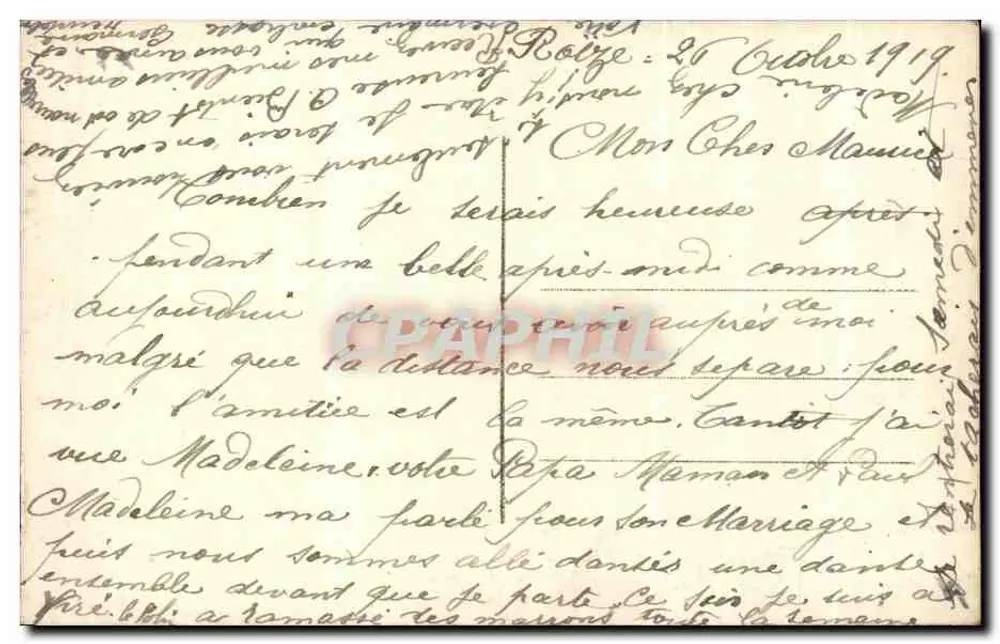 Bouquet van rozen en bloemen in een mandje — D'après le Polin — uitgever DIX, n° 1309/s - Achterkant