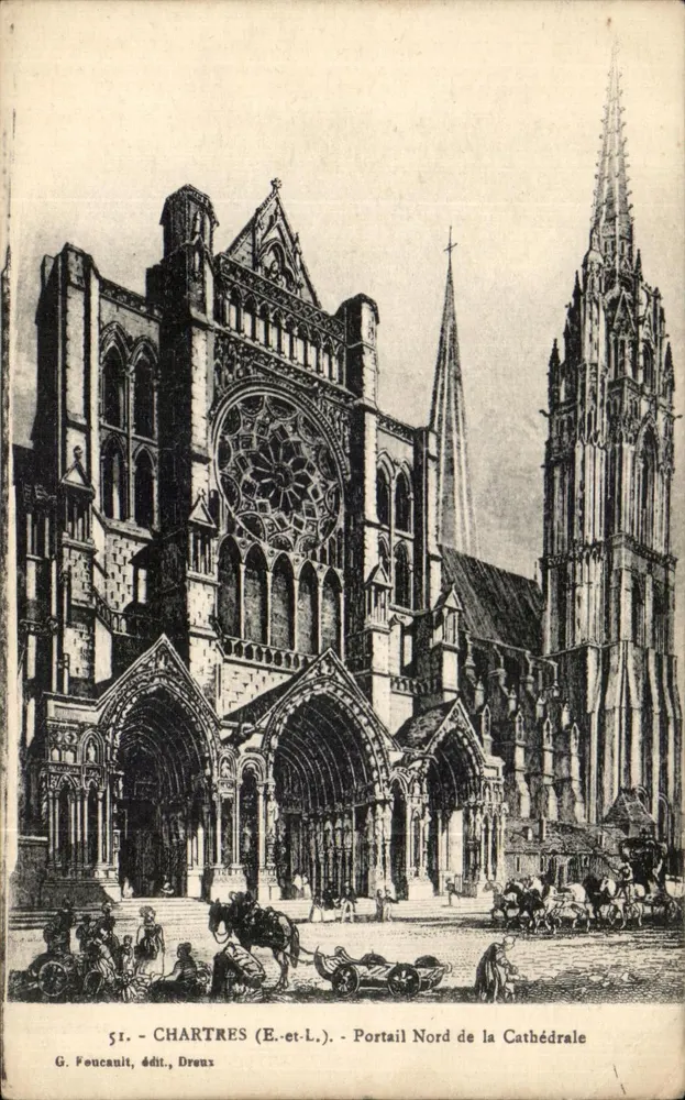 Chartres (E-et-L.) — Portail Nord de la Cathédrale — G. Foucault, édit., Dreux - Vorderseite
