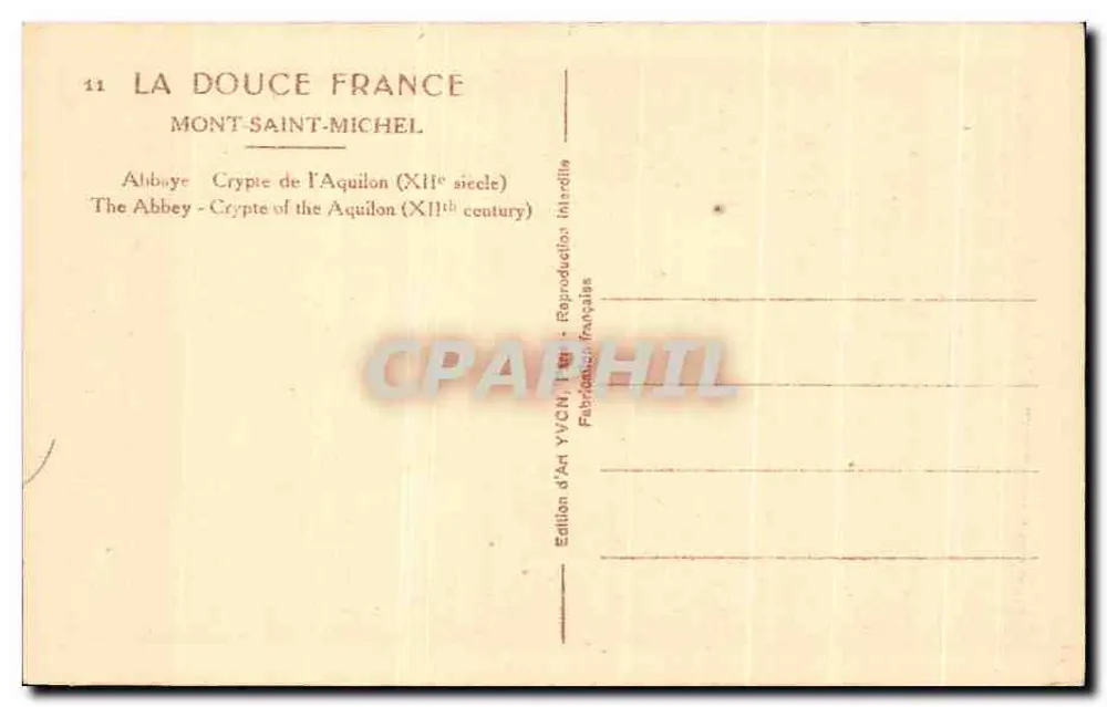 Krypta des Aquilon — Mont-Saint-Michel — Édition d'Art YVCN - Rückseite