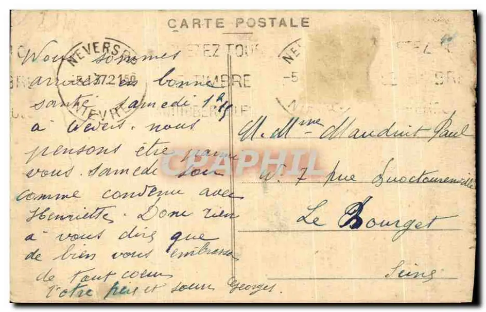 Nevers — Le Palais Ducal vu de la Cathédrale — Collection ROUBÉ n°25 - Rückseite