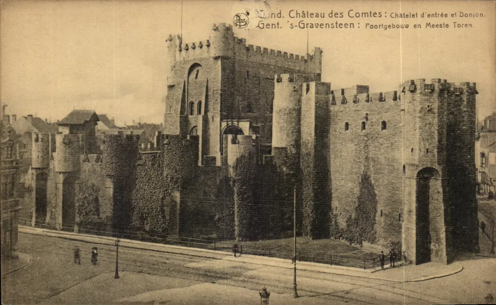 Gent. Château des Comtes : Châtelet d'entrée et Donjon — Éditeur François Gillis, Gand, n°24 - Frente