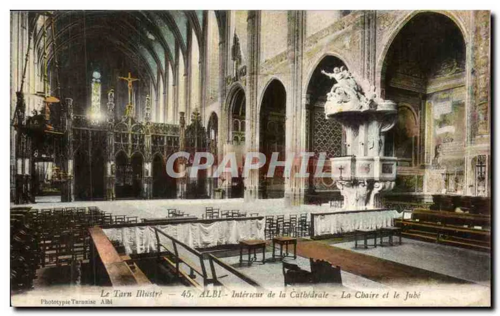 Innenansicht der Kathedrale - Der Predigerstuhl und der Chorvorhang — ALBI — Phototypie Turnaise - Vorderseite