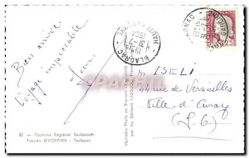 Drei Puppen im regionalen Kleid aus Toulouse — Verleger: Les Éditions LA3OUCHE Frères — Nr. 82 - Rückseite