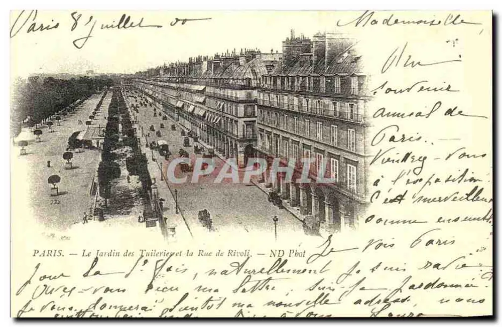 Paris — Der Tuileries-Garten und die Rue de Rivoli — ND Phot - Vorderseite