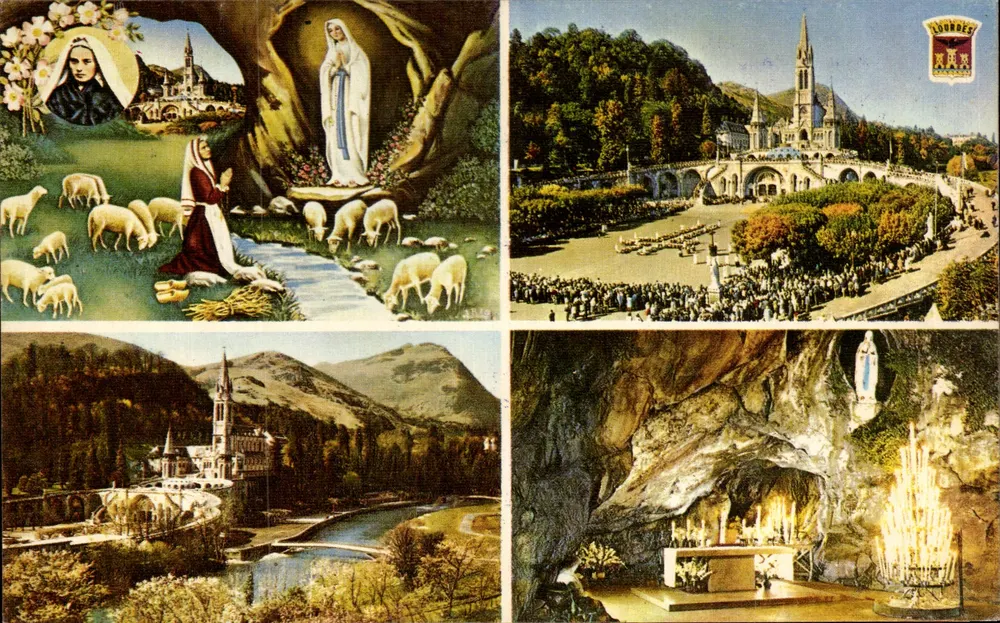 Lourdes — Aparição da Virgem Maria e Basílica — Edição A. DOUCET - Frente