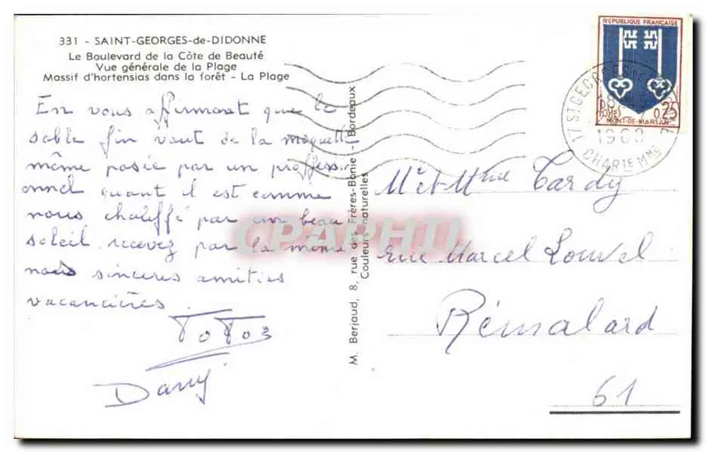Saint-Georges-de-Diddonne — Lembrança de Saint-Georges-de-Diddonne — Tito - Verso