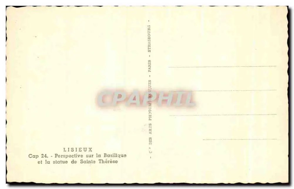 Lisieux — Ansicht der Basilika und der Statue der Heiligen Thérèse — C° des Arts Photographiques, Paris - Rückseite