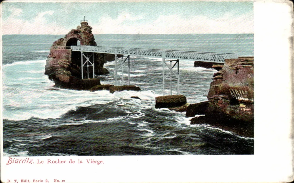 Biarritz. O Rocher de la Vierge — D. T. Edit. Série 2, No. 42 - Frente