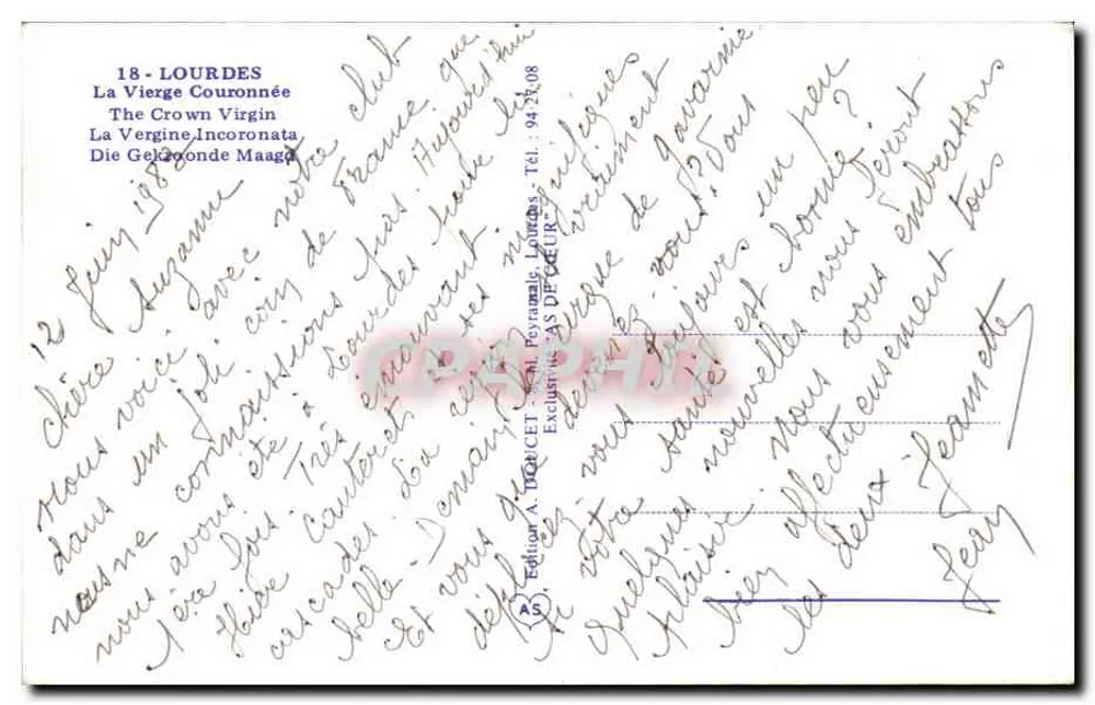 Estátua da Virgem Coroada em Lourdes — editor IRIS, n°18 - Verso