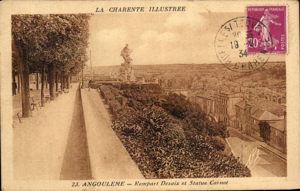 Angoulême — Rempart Desaix und Statue Cainot — La Charente Illustrée, n°23 - Vorderseite