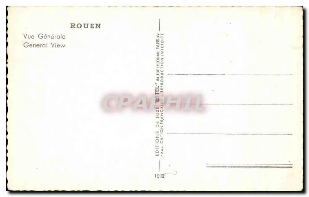 Rouen — Ogólny widok — Wydawca Estel, nr 1032 - Rewers
