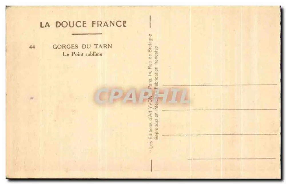 Tarn-Gorges — Der Sublime Punkt — Les Éditions d'Art YVON, Paris - Rückseite