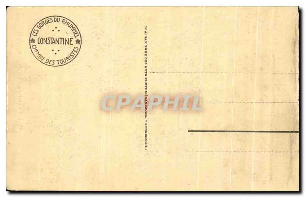 Constantine — Uitgang van de Gorges du Rhummel — uitgever CPAHANIQUE — n°43 - Achterkant