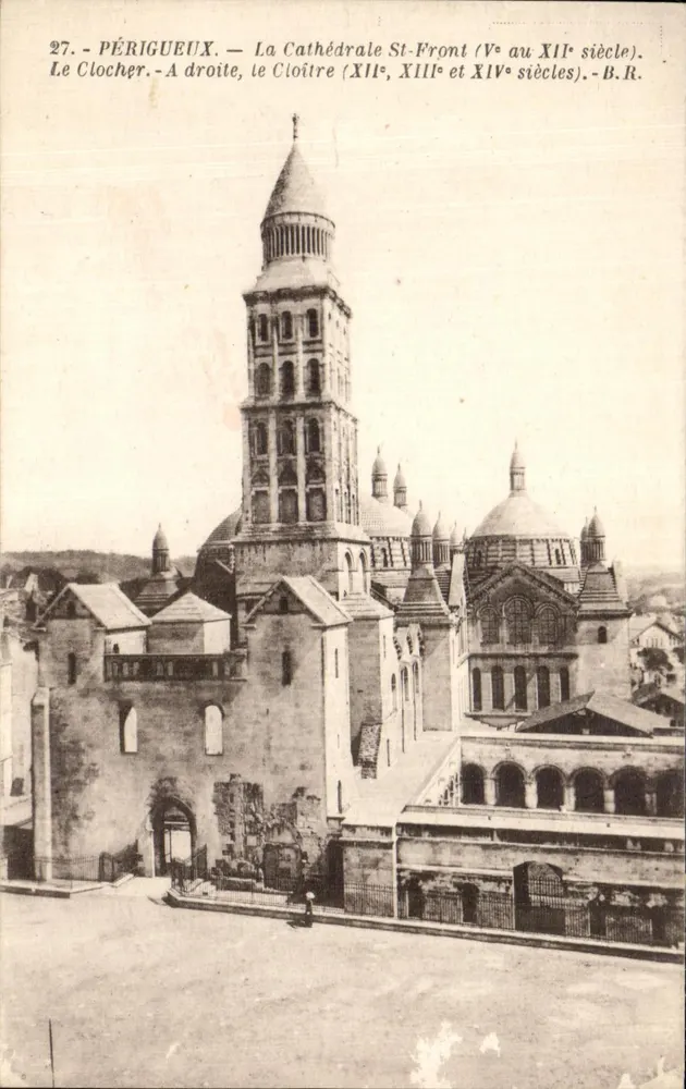 Périgueux — Kathedrale Saint-Front (V. bis XII. Jahrhundert) — Der Turm und der Cloister (XII., XIII. und XIV. Jahrhundert) — B.R. - Vorderseite
