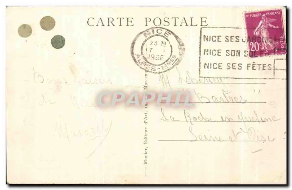 Nice — La Jetée-Promenade — éditeur Munier, n° 138 - Verso