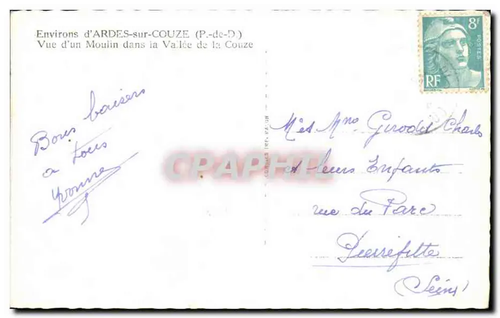 Umgebung von ARDES-sur-COUZE (P.-de-D) — Ansicht eines Mühlen in der Couze-Tal — Cim - Rückseite