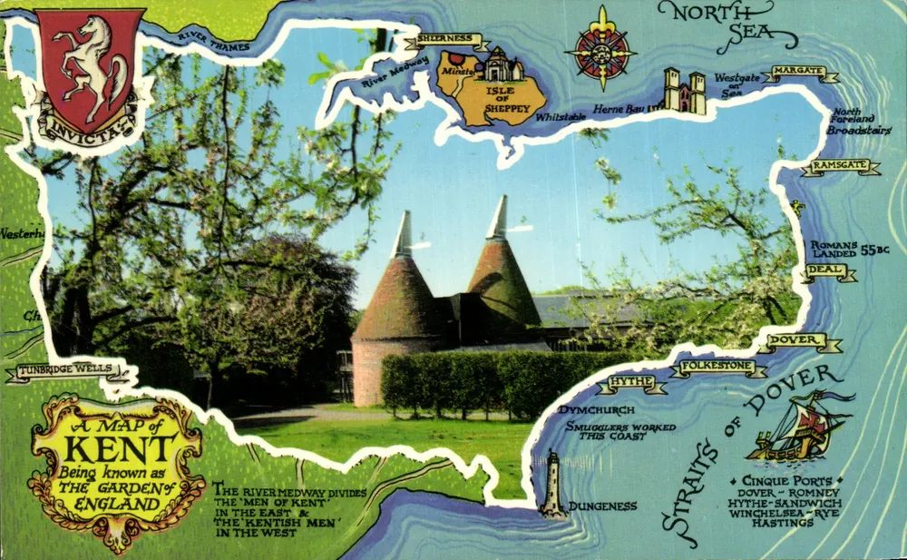 Kent — Die Karte von Kent, bekannt als der Garten Englands — Verlag Colourmaster International, n° KE782 - Vorderseite