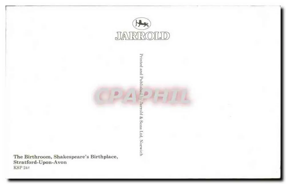 Gebärmutterzimmer — Shakespeare's Birthplace — Verlag JARROLD & Sons Ltd. n° KSP 244 - Rückseite