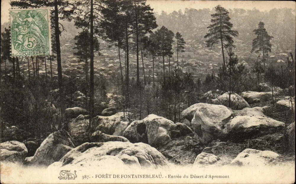 Forêt de Fontainebleau — Eingang zum Désert d'Apremont — unbekannter Verlag, Nr. 387 - Vorderseite