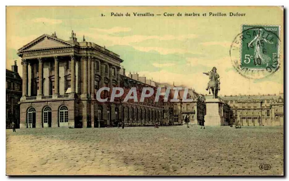 Schloss Versailles — Cour de marbre und Pavillon Dufour — Verleger E.D. n°2 - Vorderseite