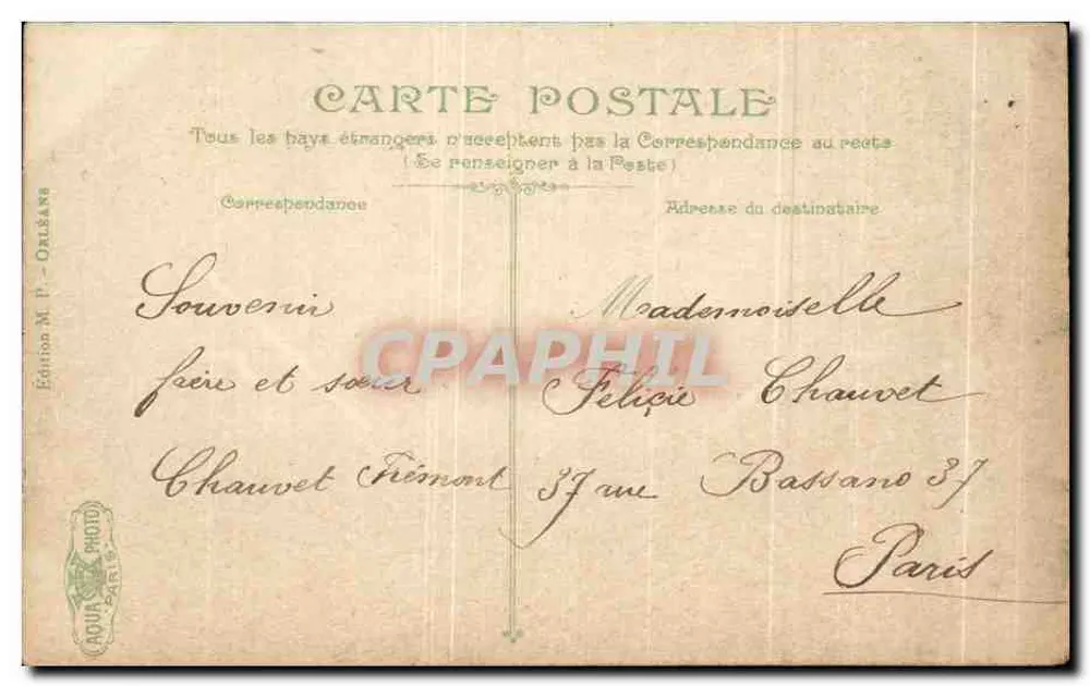 Orléans — Vue Générale prise de la Tour du Musée — Édition M. P. - Orléans - Verso