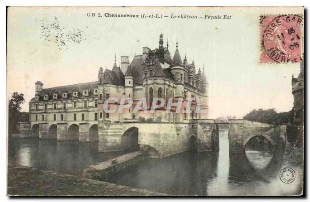 Chenonceaux (Loire-et-Loire) — Le château — Façade Est — éditeur GB 2 - Frente