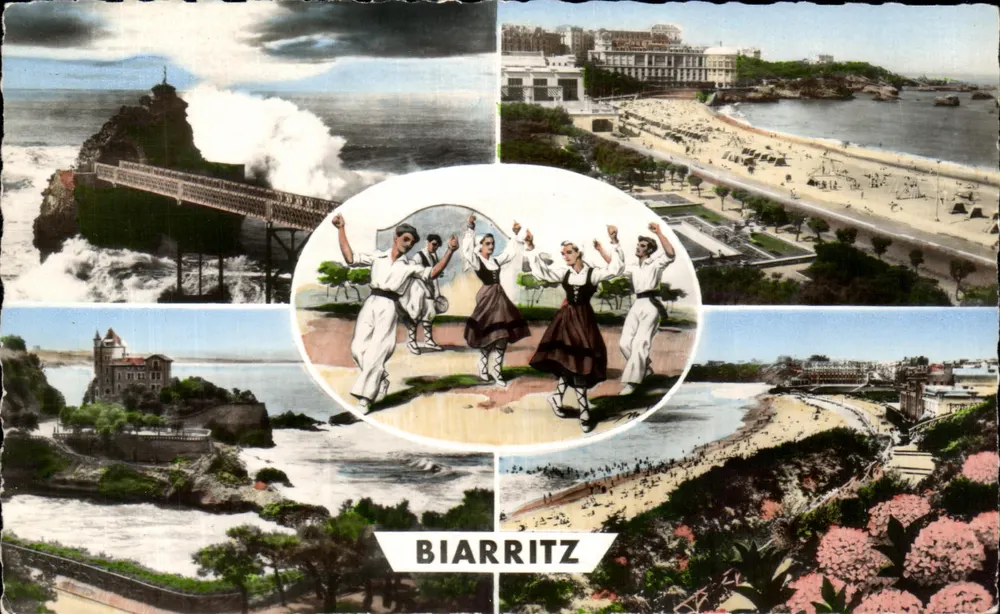 Biarritz — widok panoramiczny i tancerze — Réal-Photo - Awers