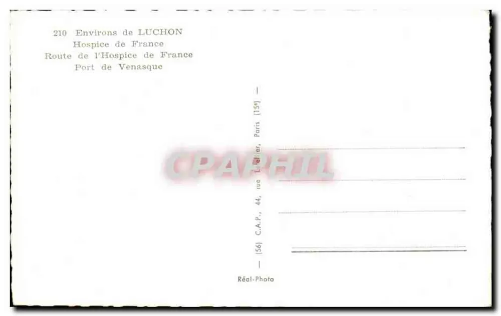 Luchon — Excursão ao Hospice de France — Réal-Photo - Verso
