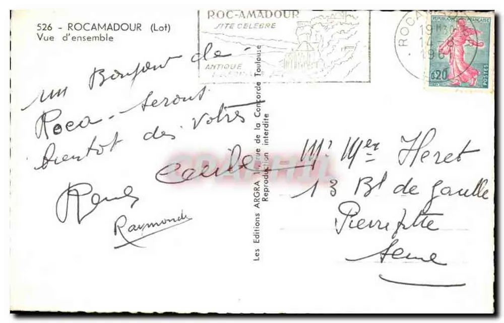 Rocamadour — Vista geral — ARGRA, n°526 - Verso