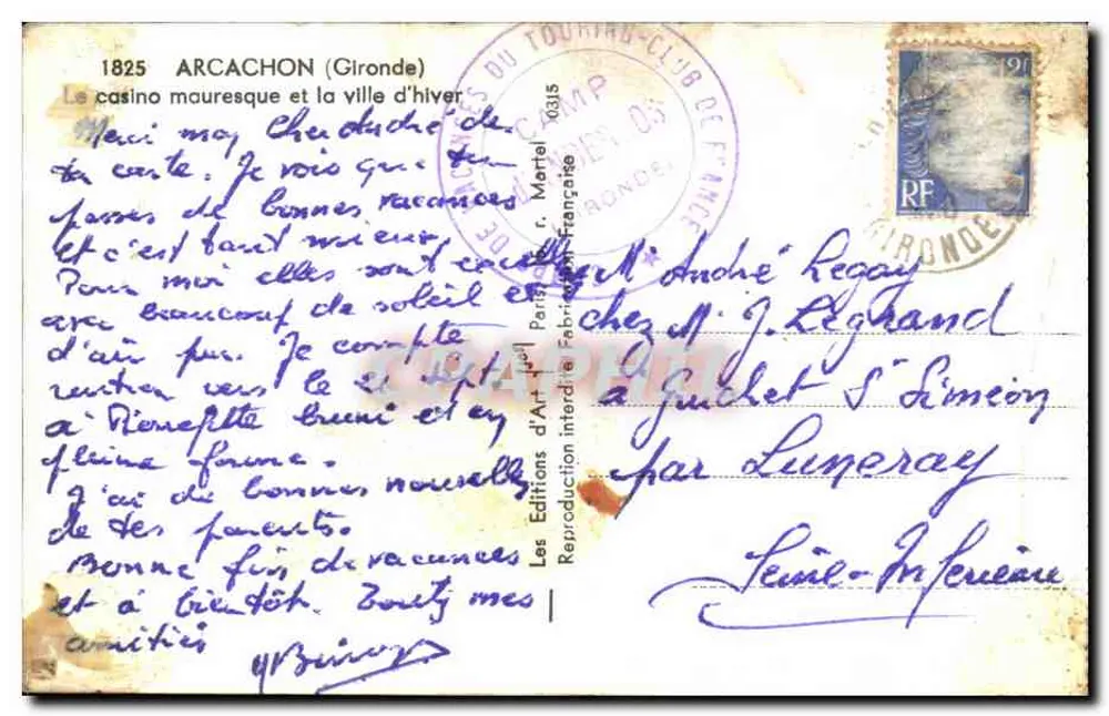 Das maurische Casino und die Winterstadt — Arcachon — Éditions d'Art Interieure - Rückseite