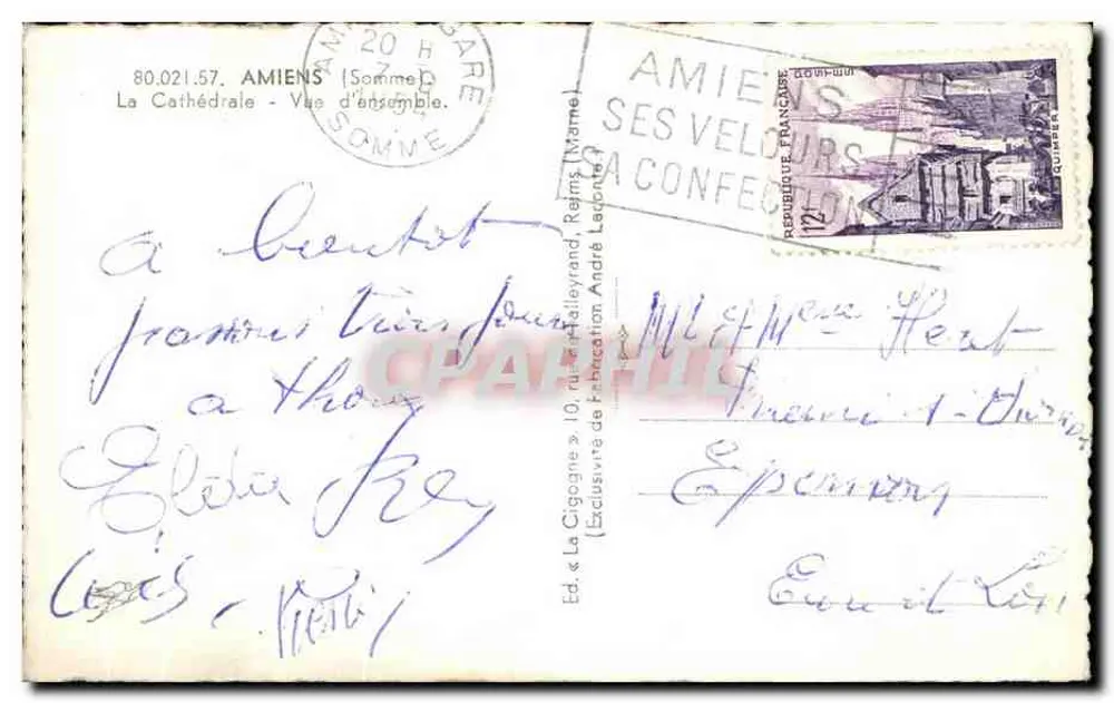 A Catedral de Amiens — Vista geral — Ed. La Cigogne, n° 80.021.57 - Verso
