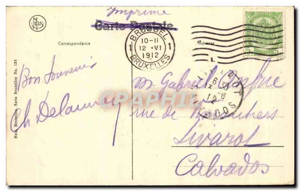 Bruxelas — Igreja de Santa Gudula — Nels, Série Bruxelas No. 126 - Verso