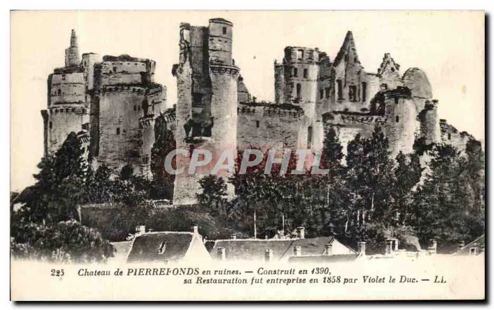 पियेरफॉंड्स के किला ध्वस्त — 1390 में बनाया गया, इसके नवीकरण 1858 में वियोल ले डुक द्वारा शुरू किया गया — LL, संख्या 225 - आगे