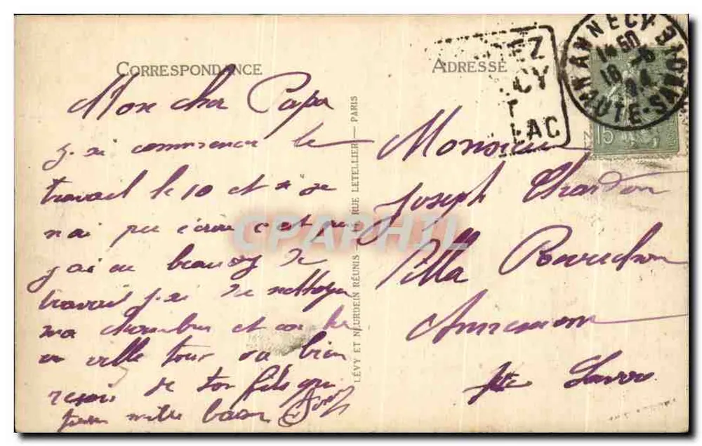 Lac d'Annecy — Duingt et Talloires — LL. — Éditeur LL. — N° 180 - Verso