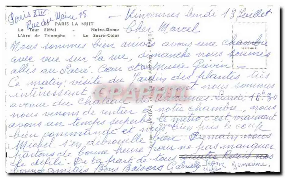 Paris — Eiffelturm, Notre-Dame, Triumphbogen, Sacré-Cœur — Chantai - Rückseite
