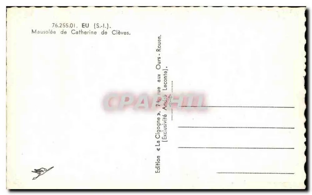 Mausoléu de Catherine de Clèves — Rouen — Edição La Cigogne - Verso