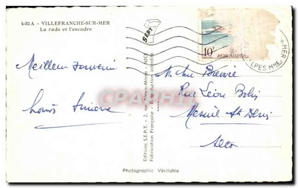 Der Hafen und die Flotte — Villefranche-sur-Mer — Editions S.E.P.T. - Rückseite