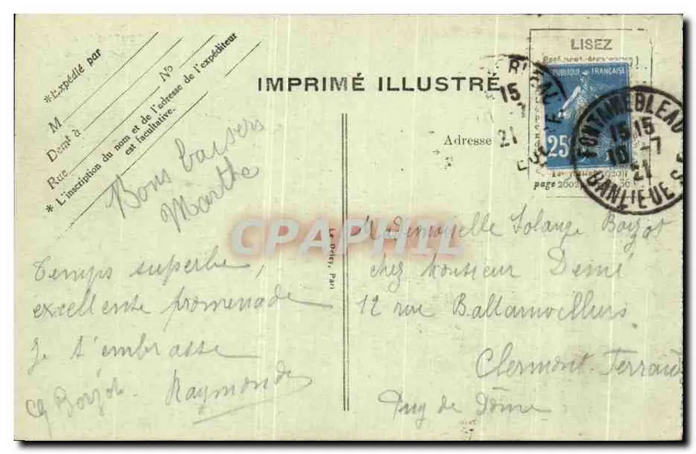 Schloss FONTAINEBLEAU — Bassin der Cascades — Verlag Siron, Nr. 574 - Rückseite