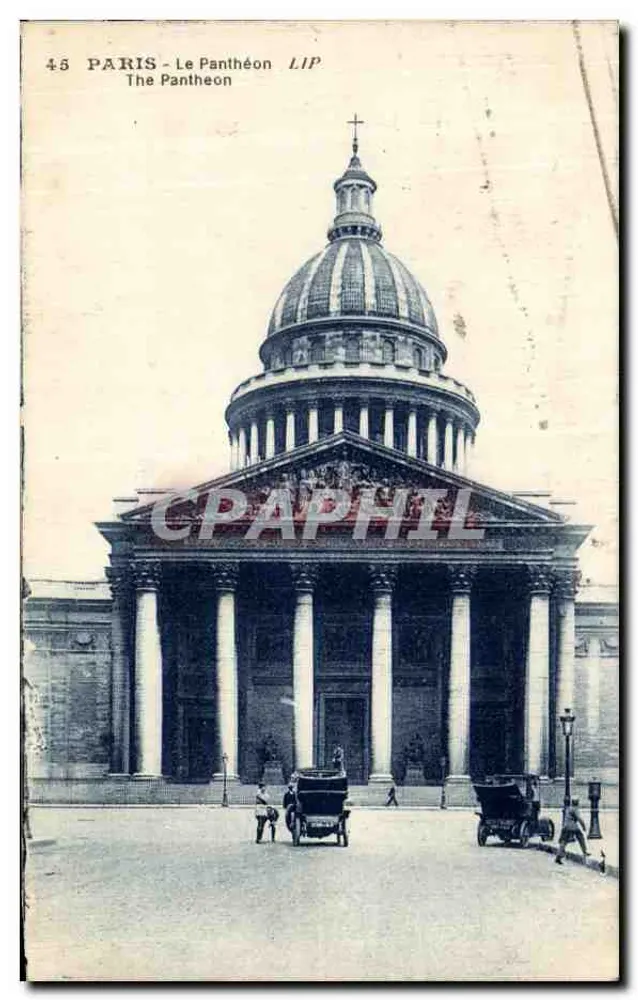 Paris - O Panteão — vista frontal com colunata e domo — editor LIP, n° 45 - Frente