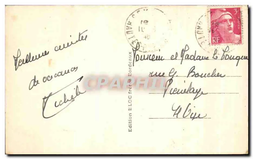 O Lago de Artouste — (1964 m) — Casa das Cartas — Edição ELOC frères Bordeaux - Verso