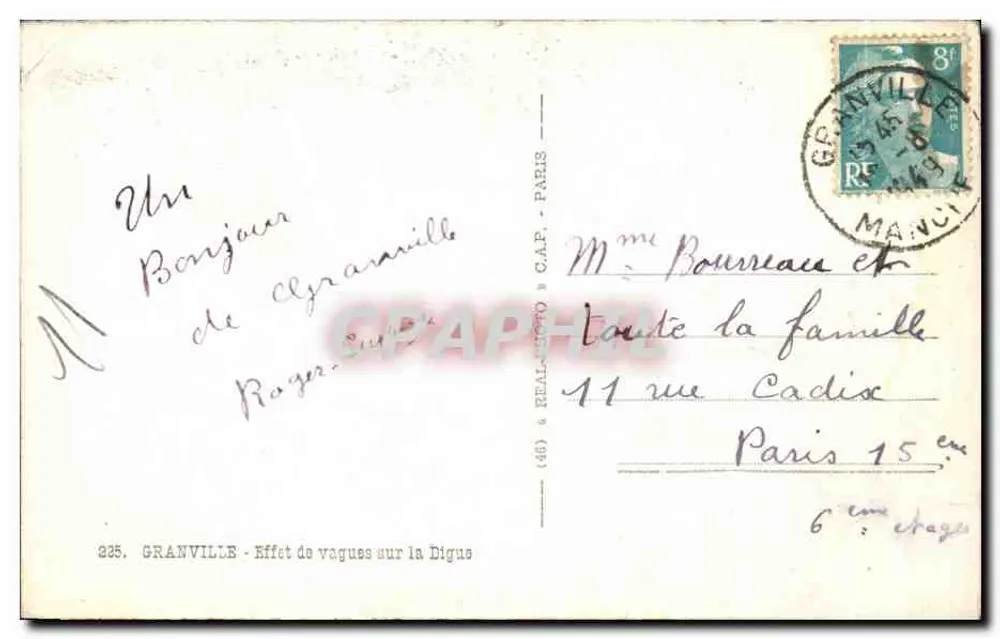Granville — Efeito de ondas na Digue — Réal-Photo & Cie - Verso