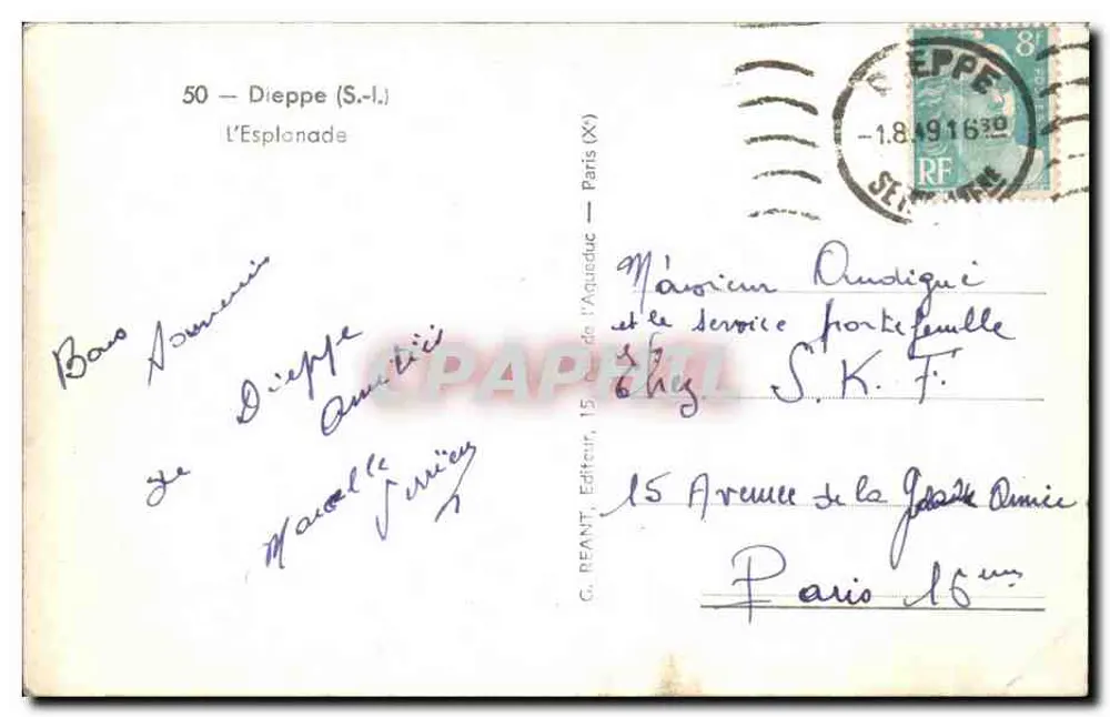Hotel Royal — Dieppe — G. Reant, Editora - Verso