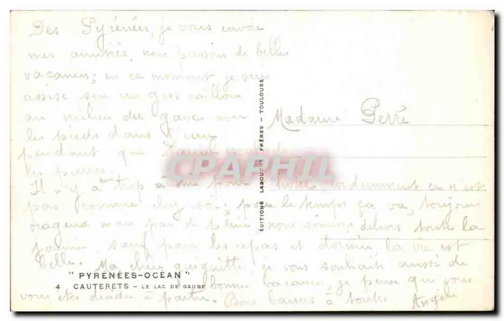 Cauterets — Il Lago di Gaube — Editore: Éditions Laquèche, n°4 - Verso