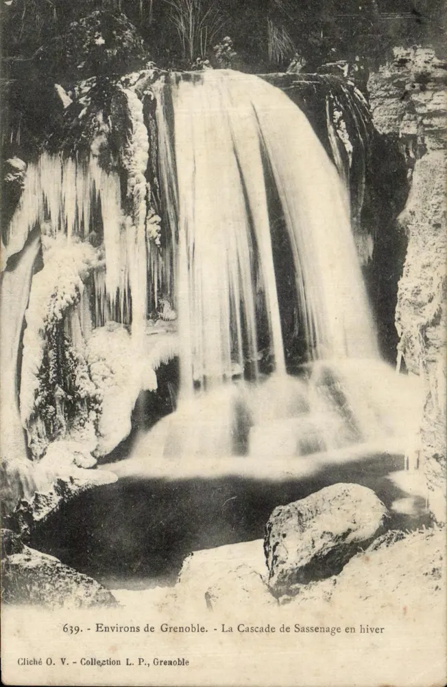 Der Sassenage-Wasserfall im Winter — Umgebung von Grenoble — Foto O. V., Sammlung L. P., Grenoble, Nr. 639 - Vorderseite